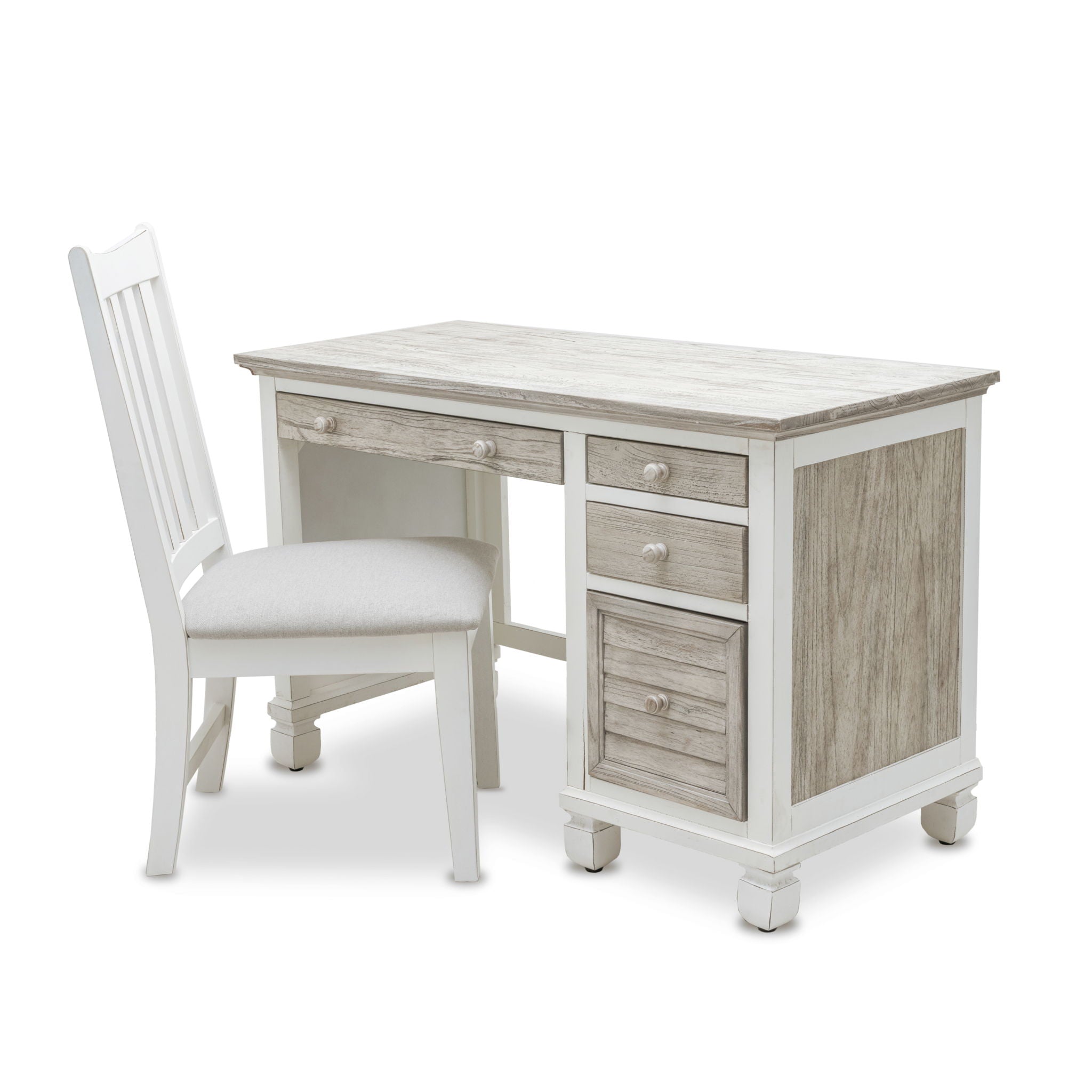 Islamorada - Desk & Chair Set - Dapple Gray / Blanc