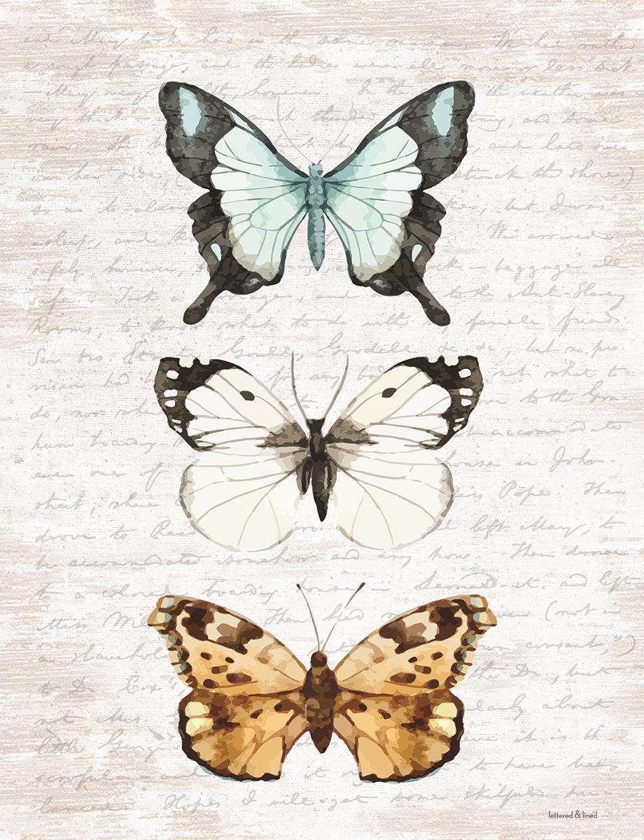 Small - Butterfly Trio By Lettered & Lined - Silver