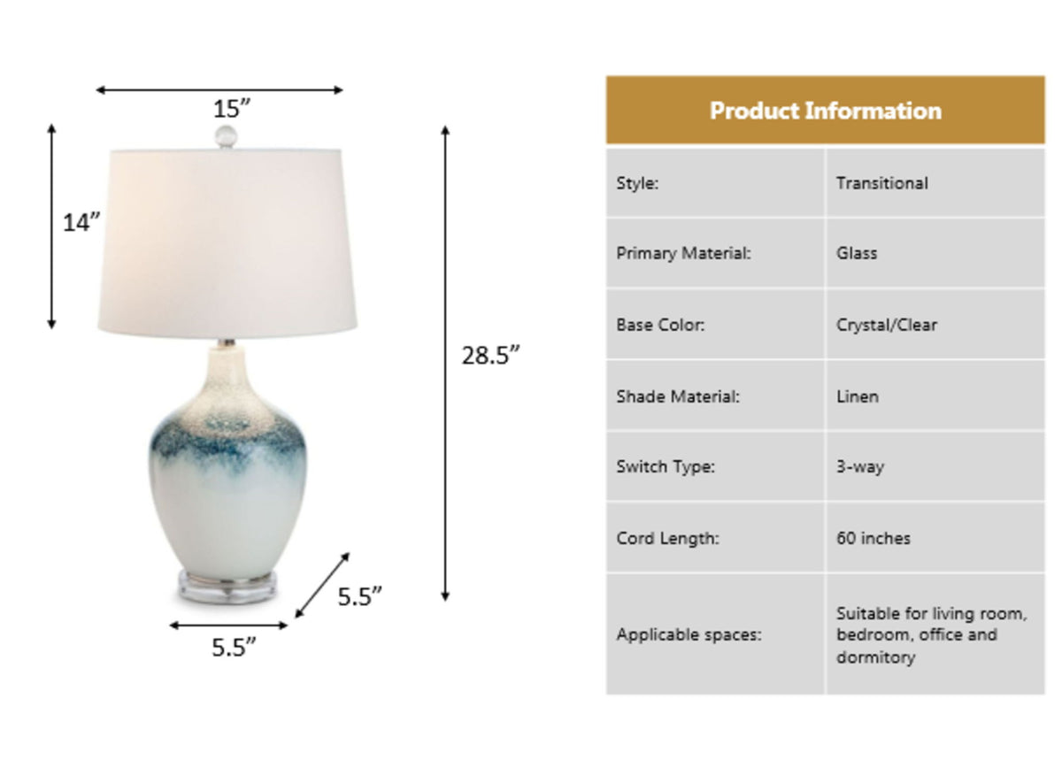 Coast - Glass Table Lamp (Set of 2) - Blue / White