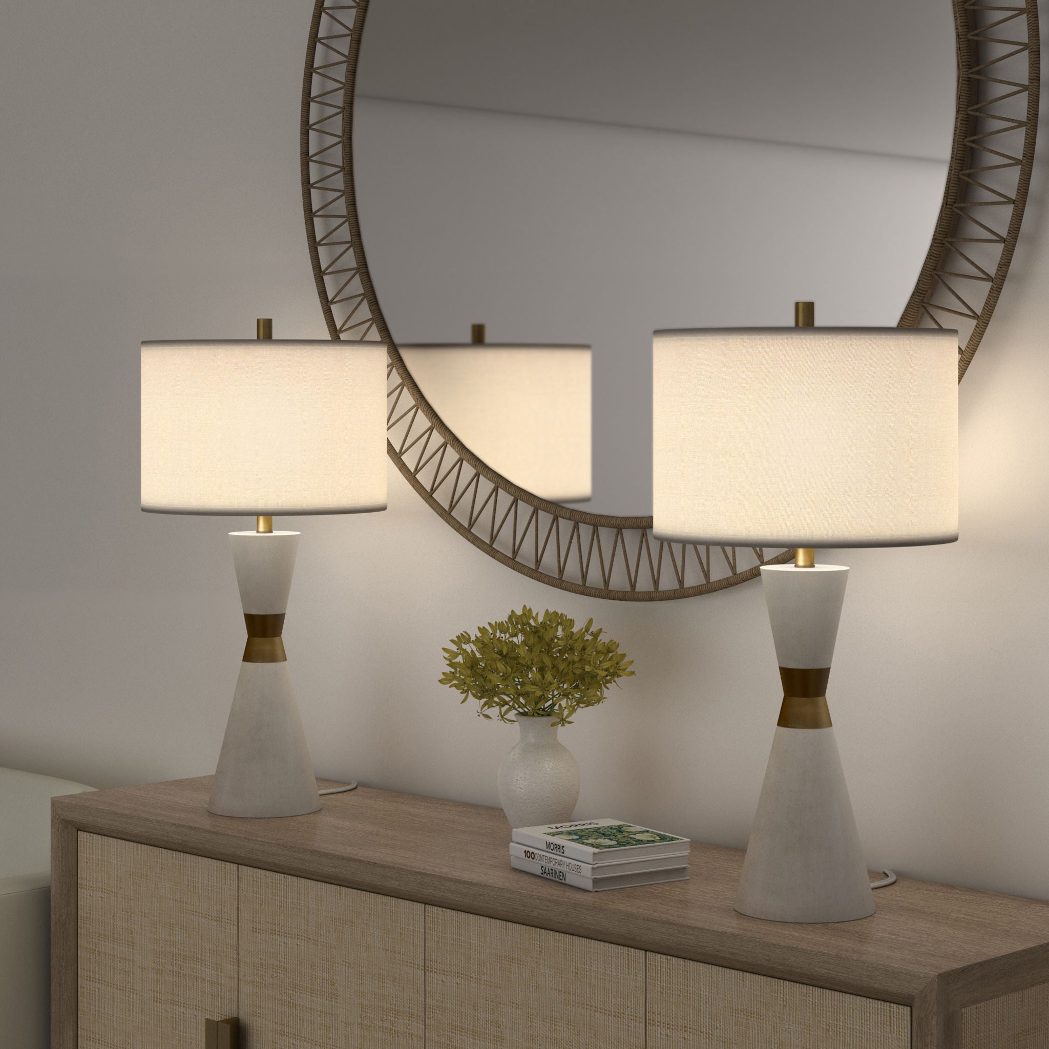 Hourglass - Resin And Metal Table Lamp (Set of 2)