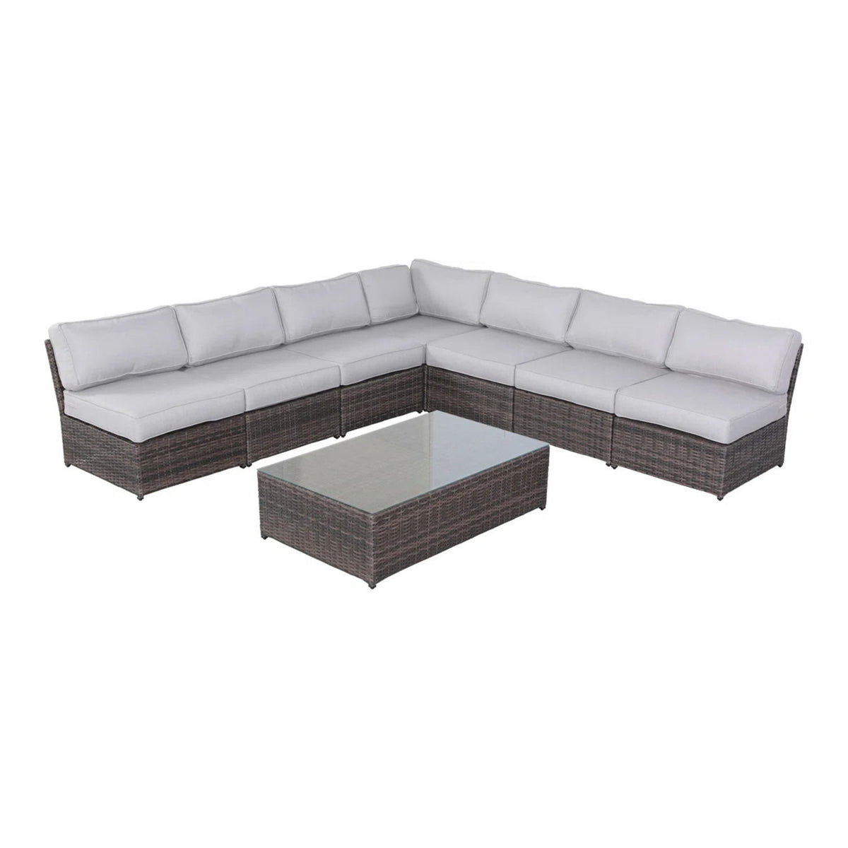 Comfortable Modern Patio Rattan Sectional Set With Cushions