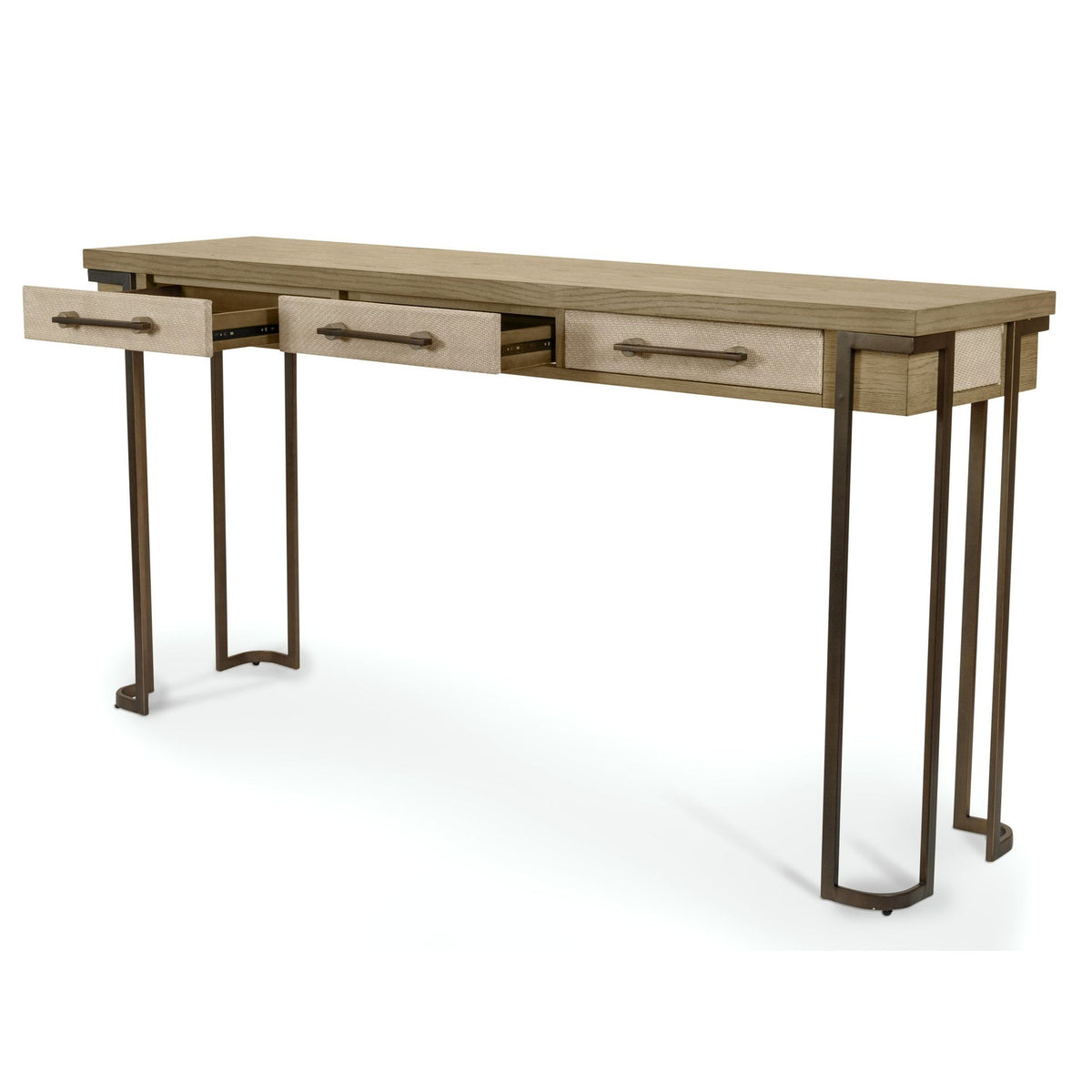 Rio Vista - 3-Drawer Console Table With Power Strip, USB-A And USB-C Port - Muted Earth Tones / Clay