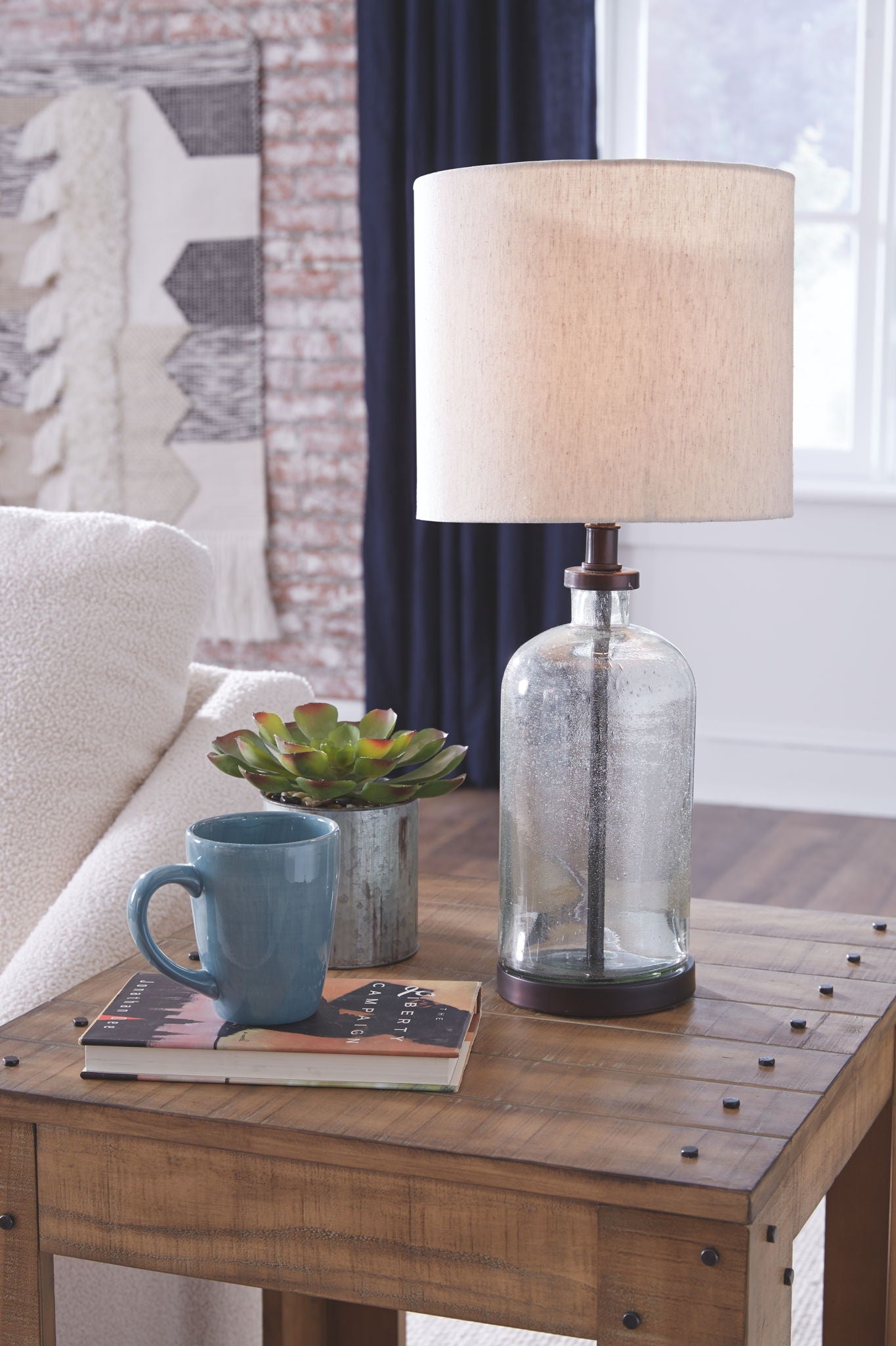 Bandile - Glass Table Lamp - Clear / Bronze Finish