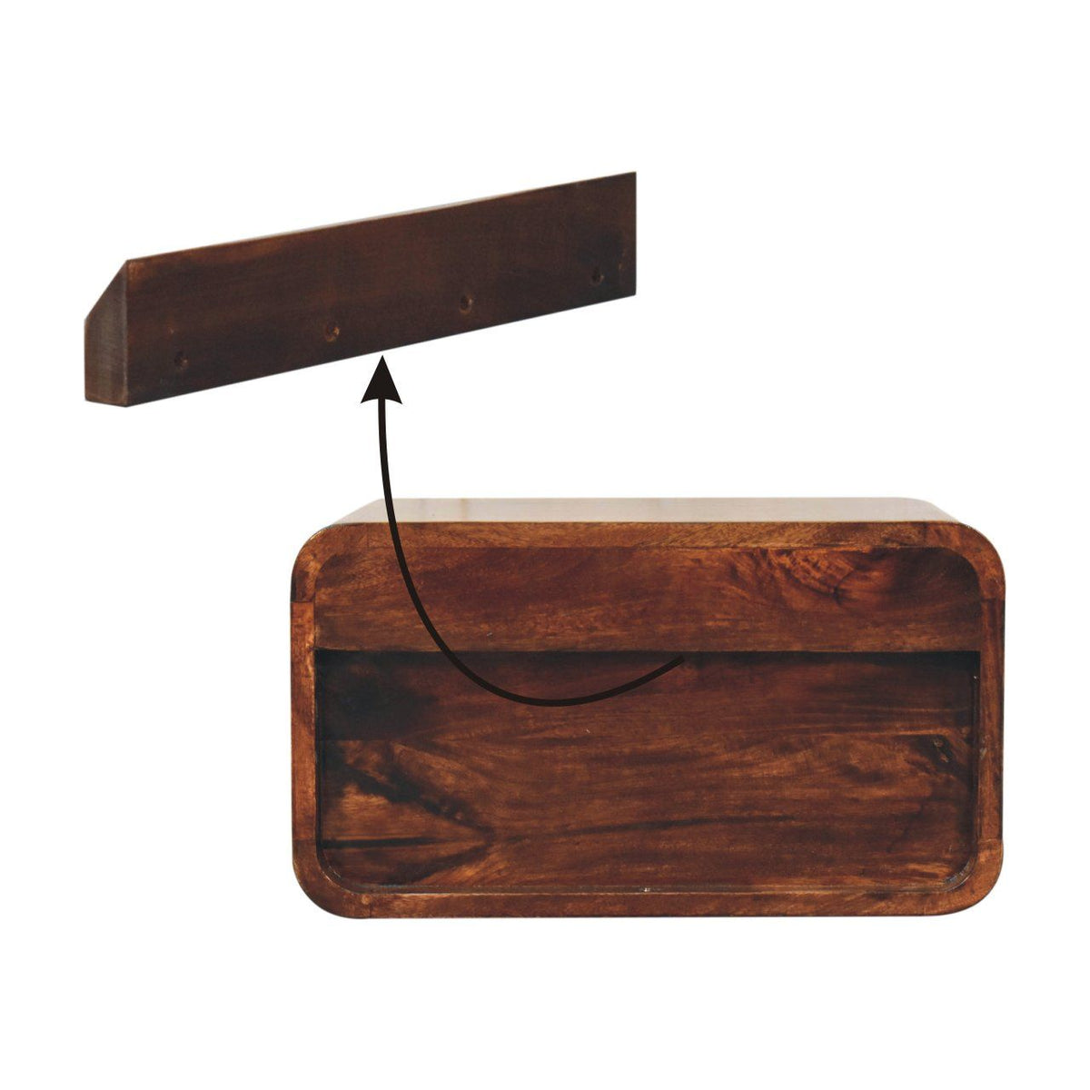 Curved Wall Mounted Bedside Nightstand