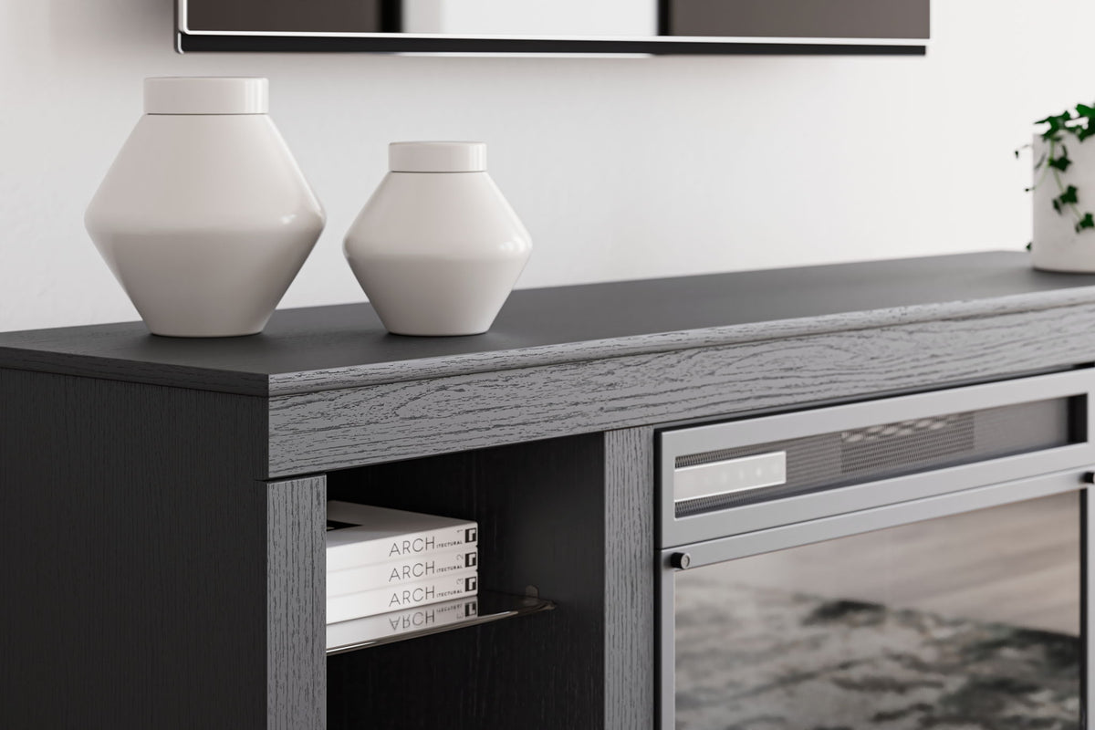 Cayberry - TV Stand With Fireplace - Black
