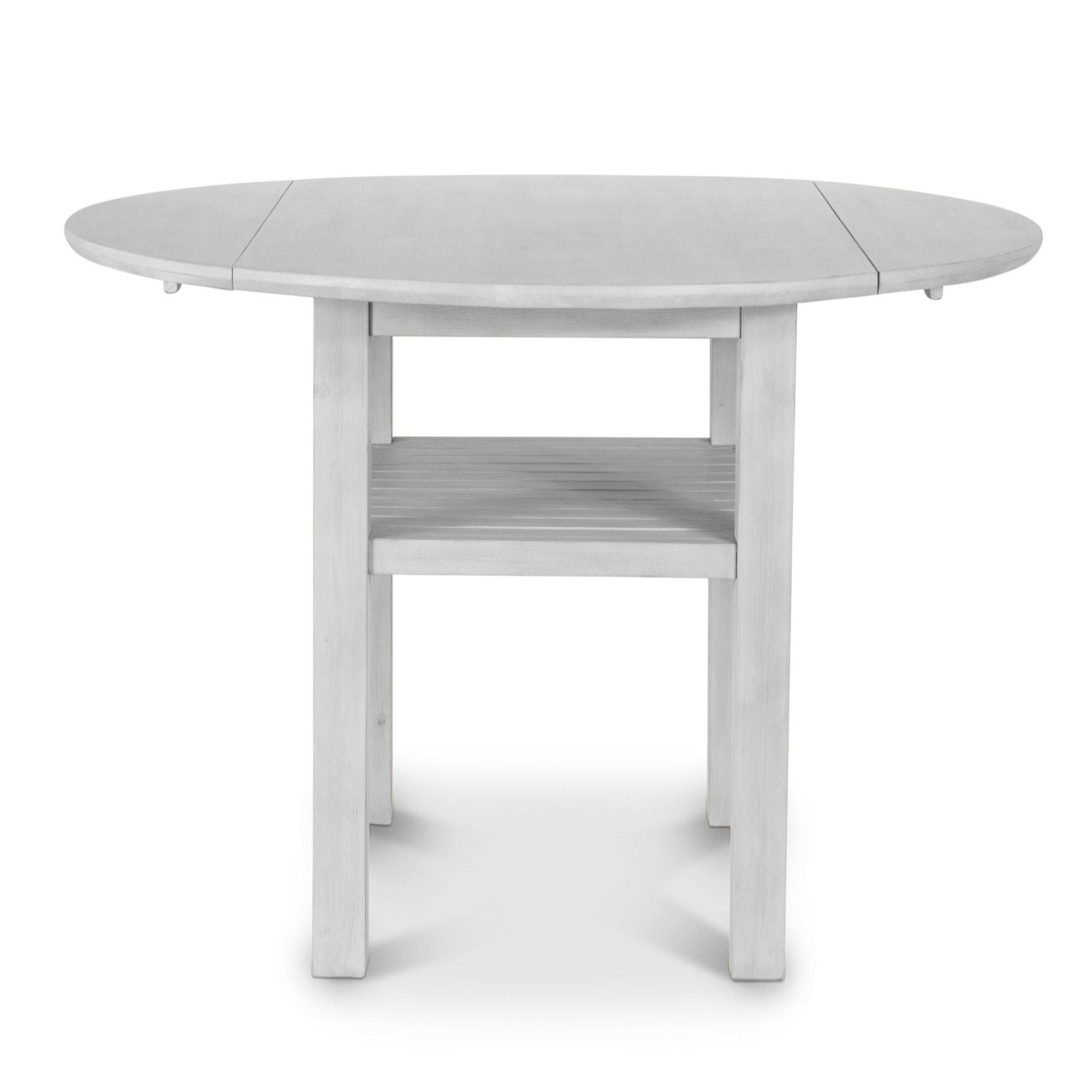Geneva - Drop Leaf Dining Table With Shelf - Distressed White