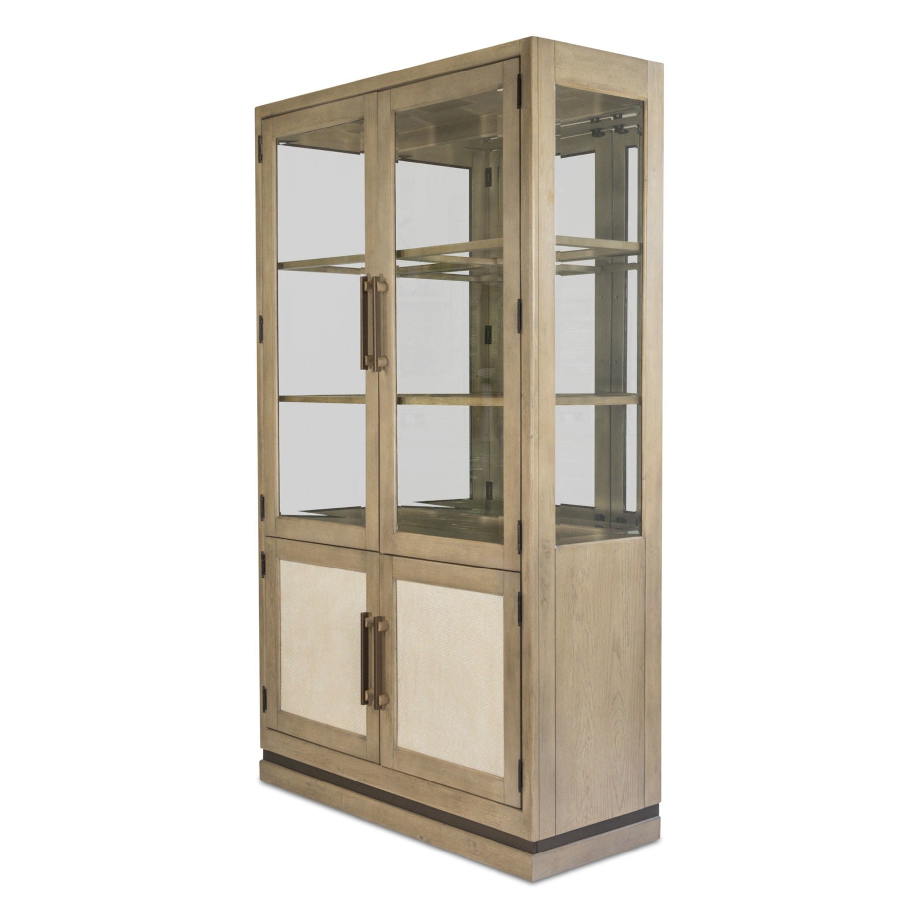 Rio Vista - Bunching Curio With Reversible Panels And Touch Lighting - Muted Earth Tones / Clay