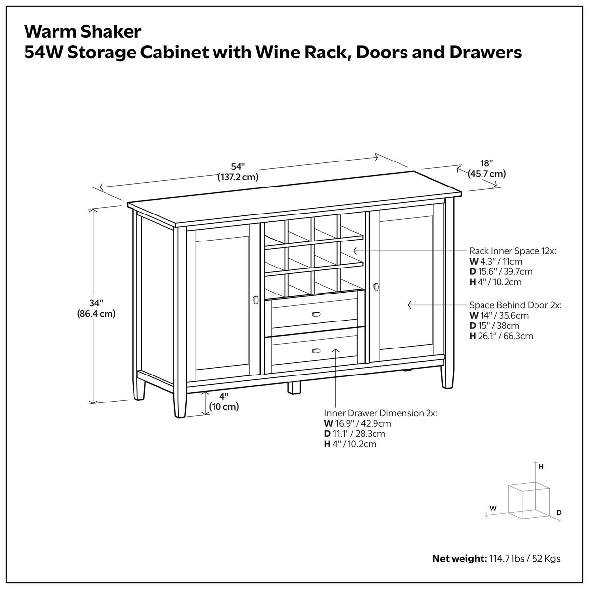 Warm Shaker - Storage Cabinet With Wine Rack - Brown