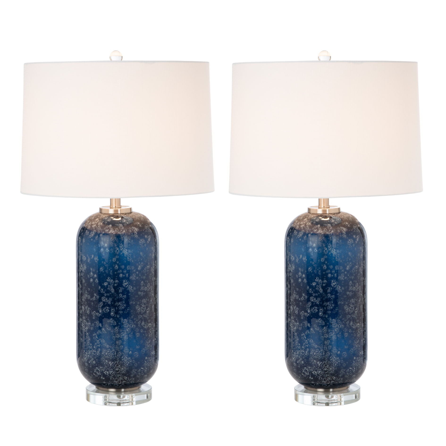 Tootsie - Glass Table Lamp With Crystal Base (Set of 2) - Deep Blue