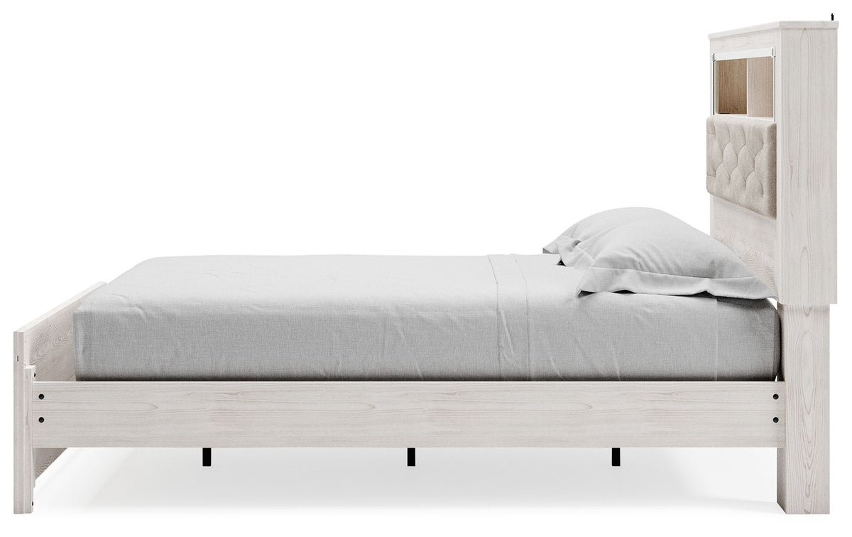 Altyra - Queen Panel Bookcase Bed With Roll Slats - White