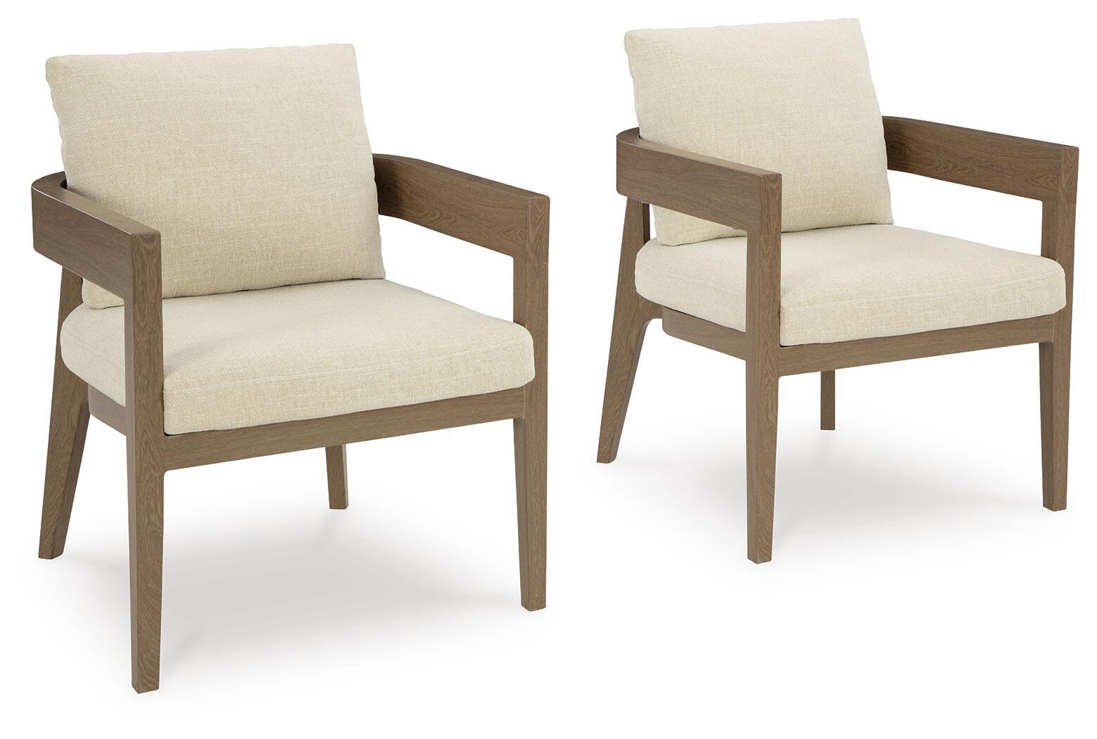 Serene Bay - Arm Chair With Cushion (Set of 2) - Dark Brown / White
