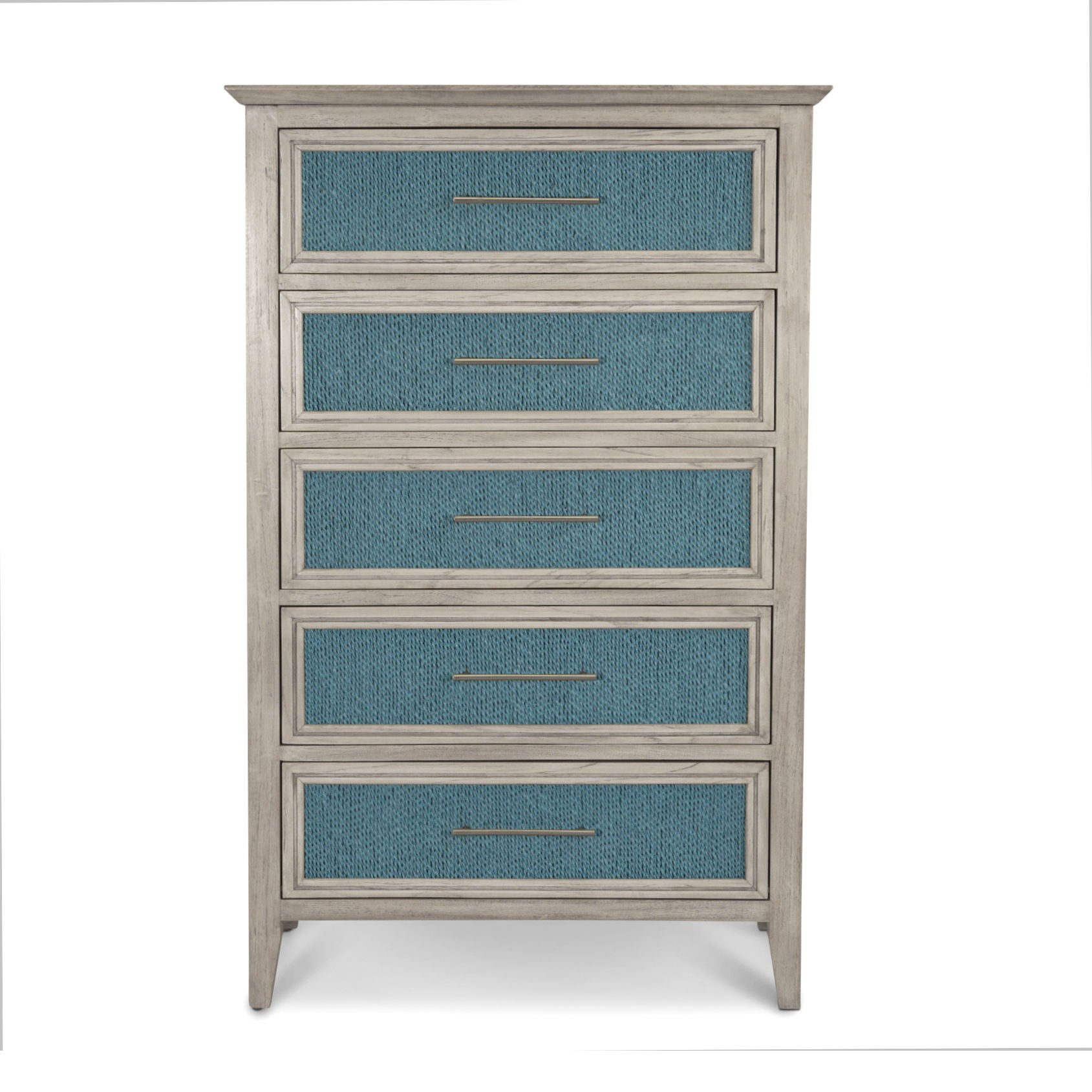 Ocean Isles - 5 Drawer Woven Chest - Ocean Blue / Aged Ivory