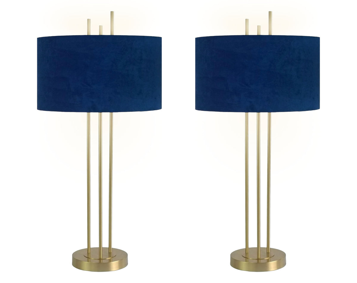 "Velvet Radiance" Metal Table Lamp (Set of 2) - Plated Gold Fiish