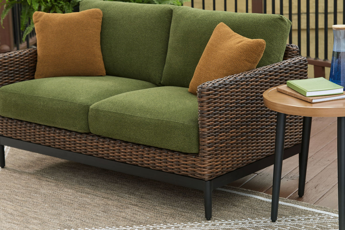 Horizon Hall - Loveseat With Cushion - Brown / Green