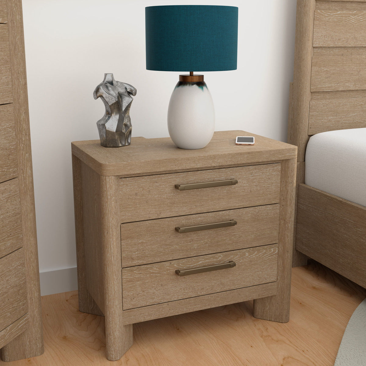 3 Drawer Nightstand - Tan