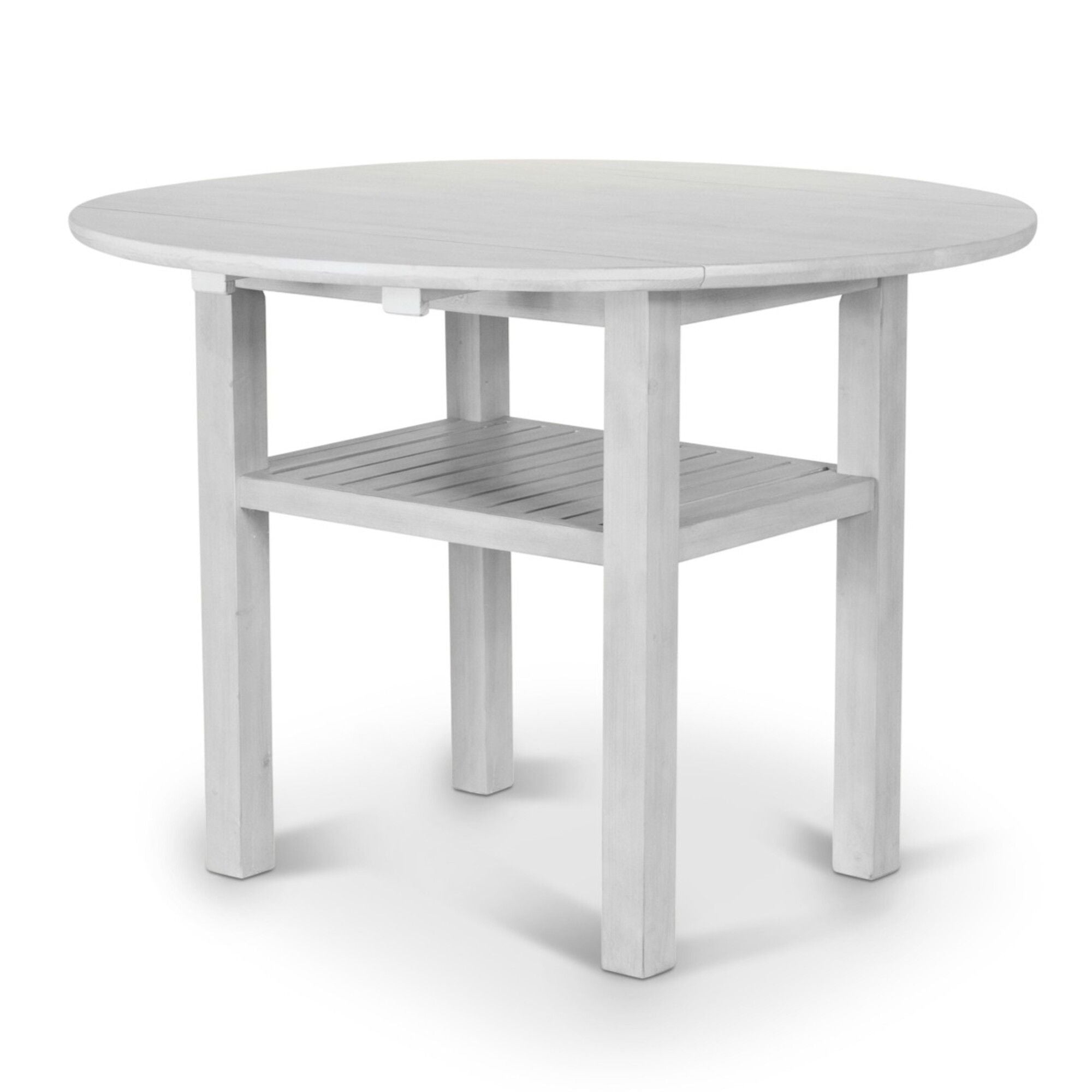 Geneva - Drop Leaf Dining Table With Shelf - Distressed White