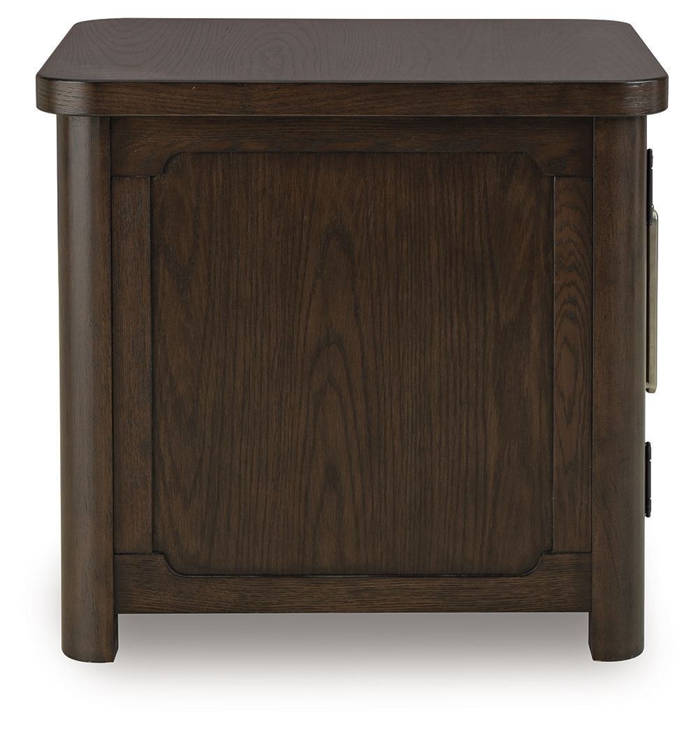 Breckington - Rectangular 2-door End Table - Dark Brown