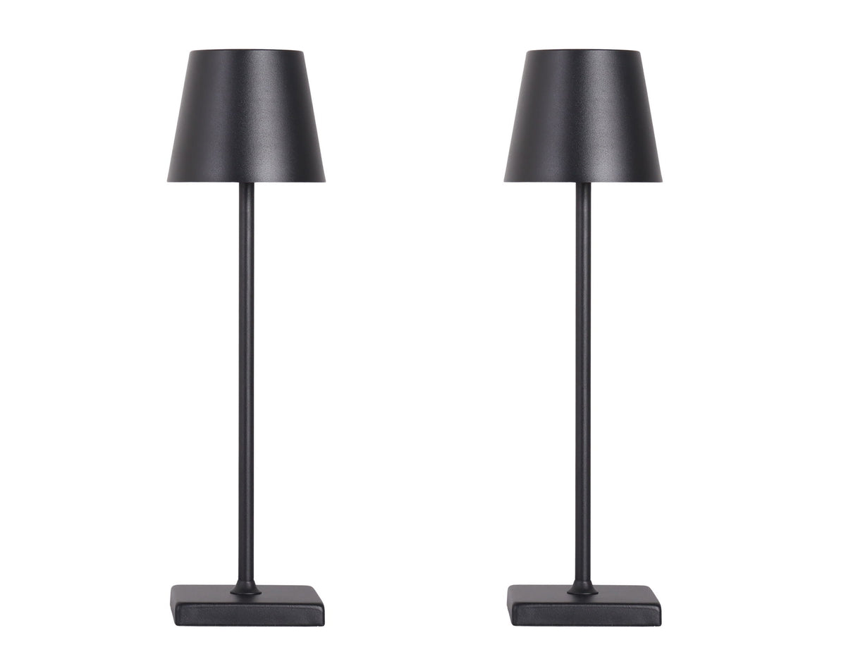 "Eclipse Aura I" Rechargeable LED Metal Accent Lamp (Set of 2) - Black