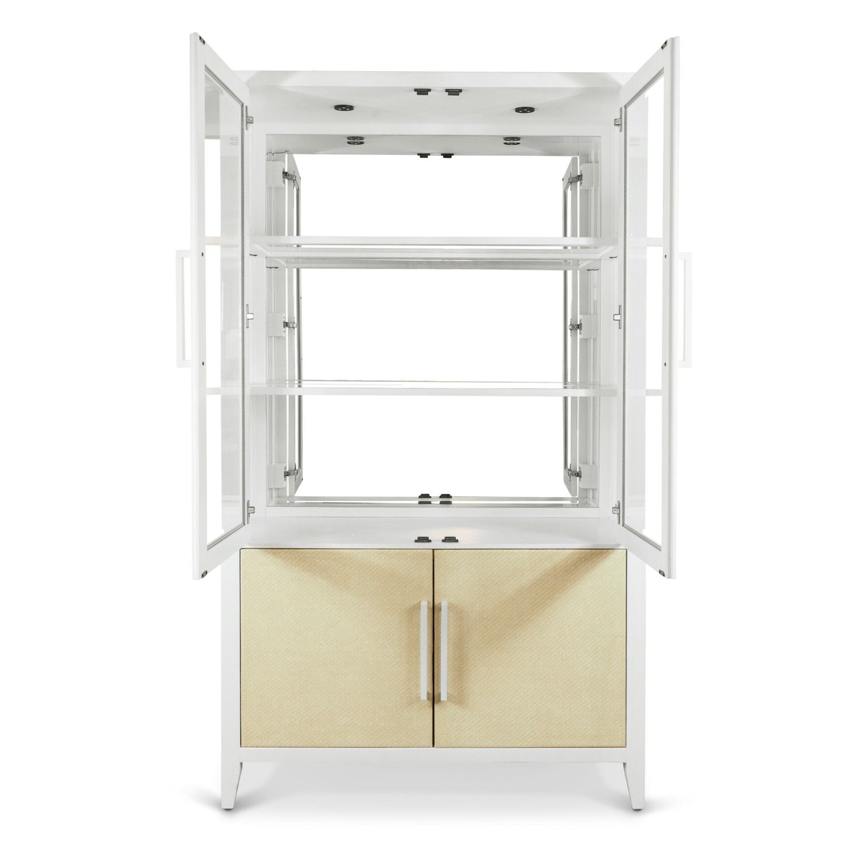 Miramar - Curio With Touch Lighting - Sand / Stark White