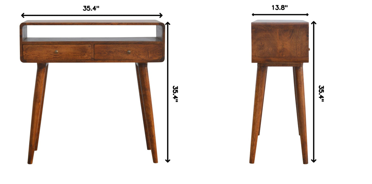 Curved Chestnut Console Table