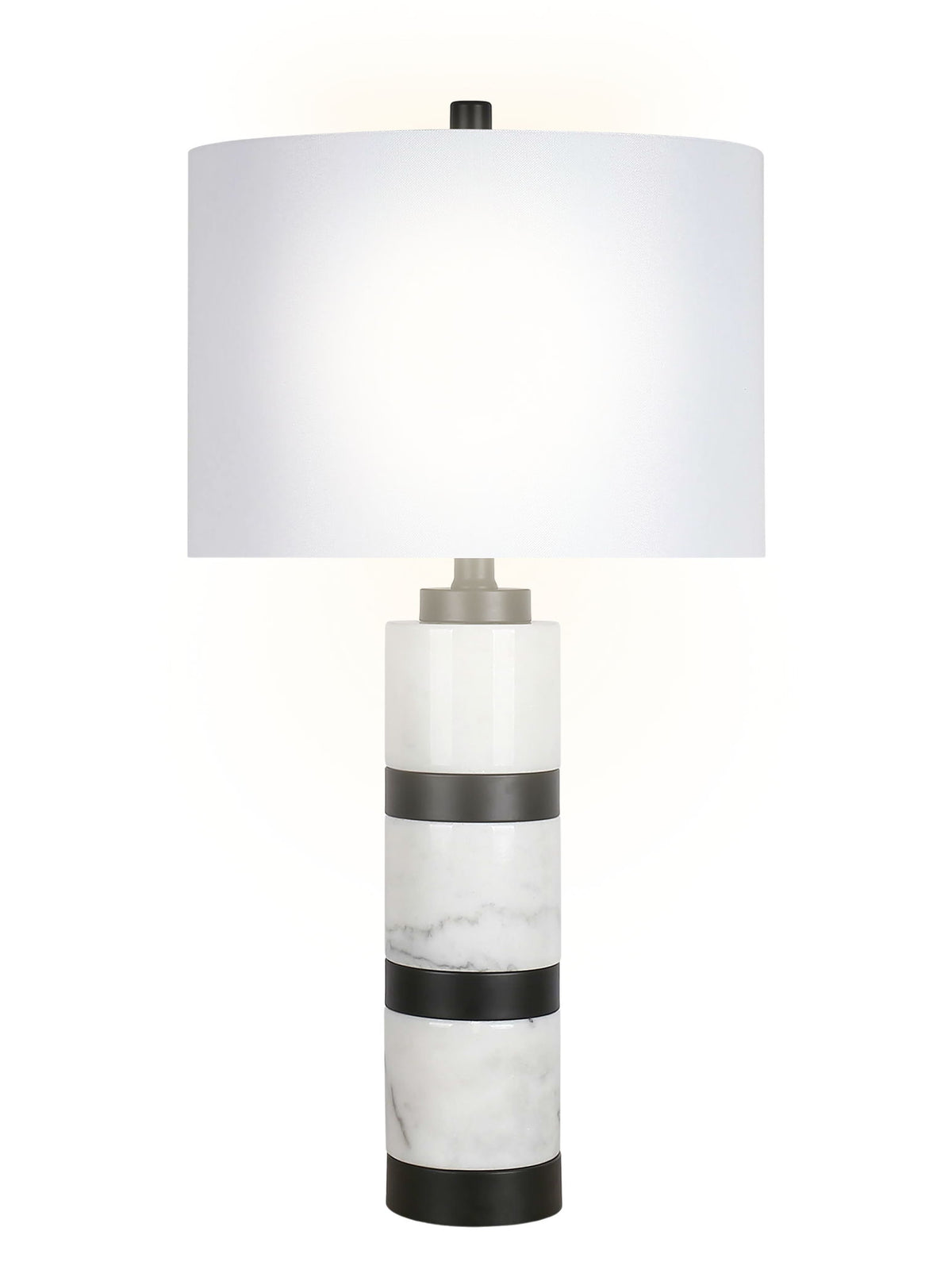 "Marble Harmony" Marble Table Lamp - White Marble / Matte Black
