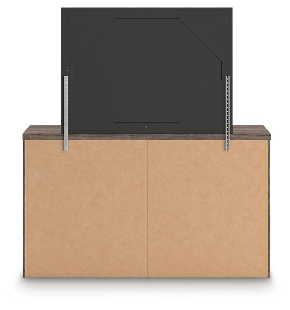 Kendanport - 4 Pc. - King Platform Bed, Dresser, Mirror And Nightstand - Brown / White