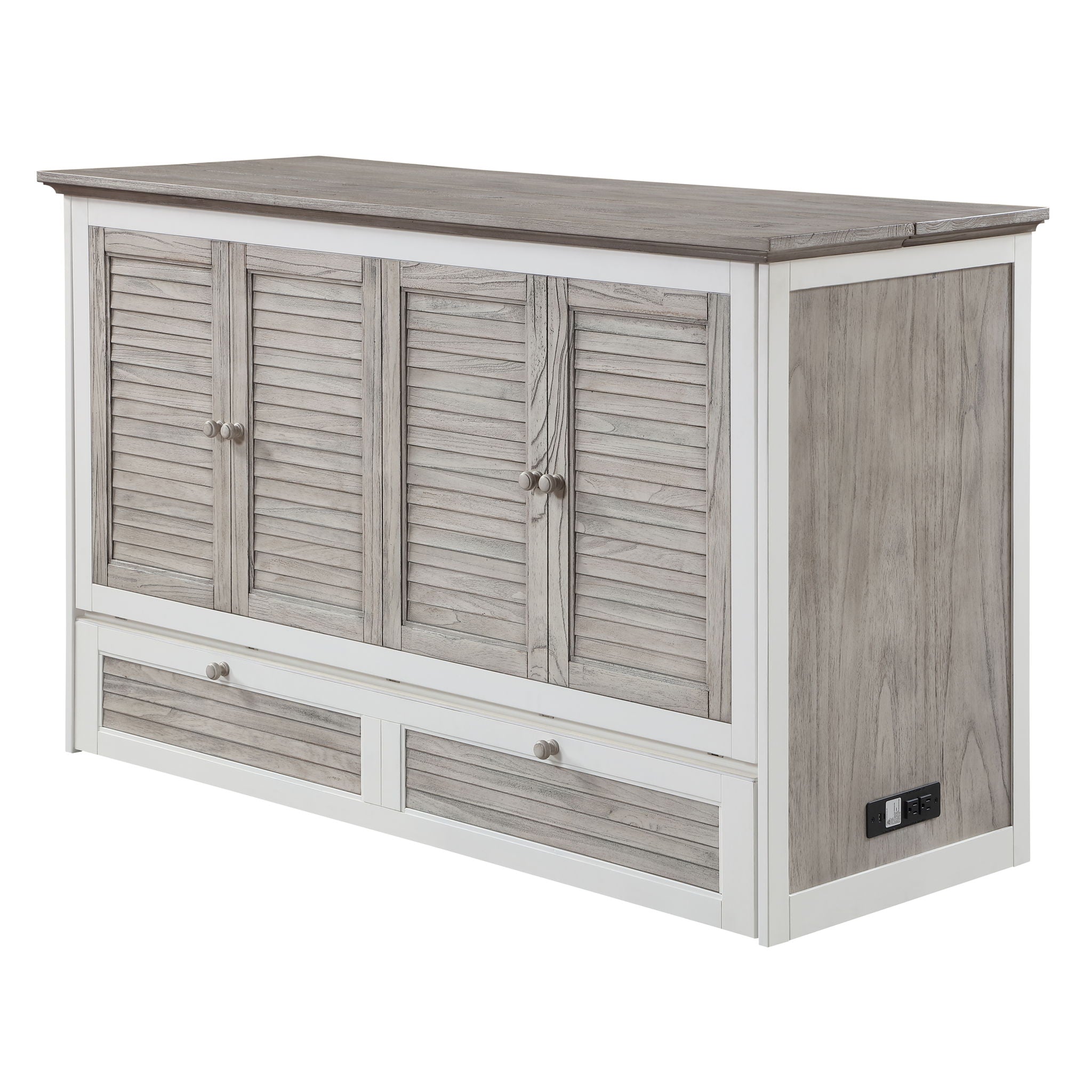 Islamorada - Queen Size Cabinet Bed With Mattress - Dapple Gray / Blanc