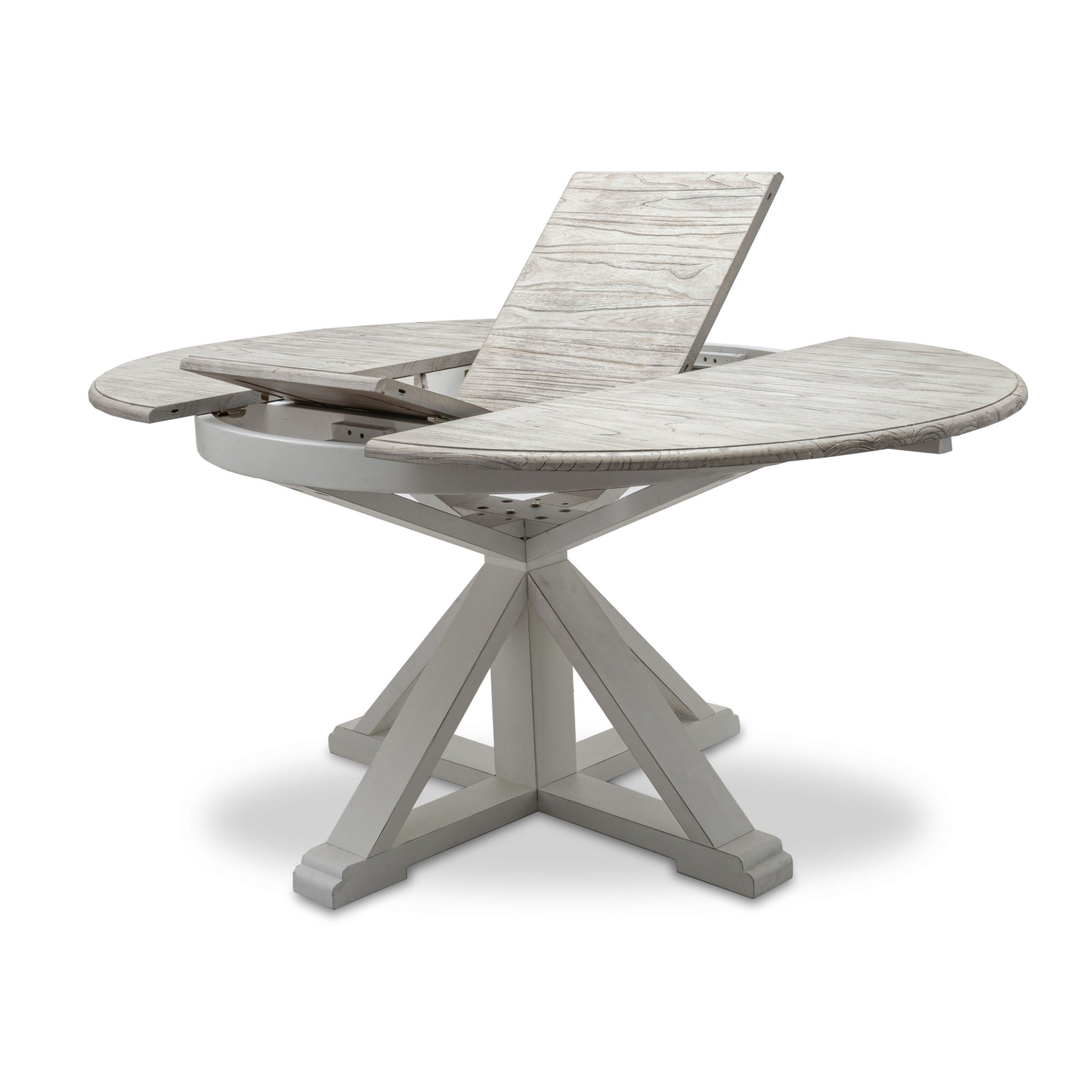 Islamorada - Round Dining Table With 18" Butterfly Leaf Extension - Dapple Gray / Blanc