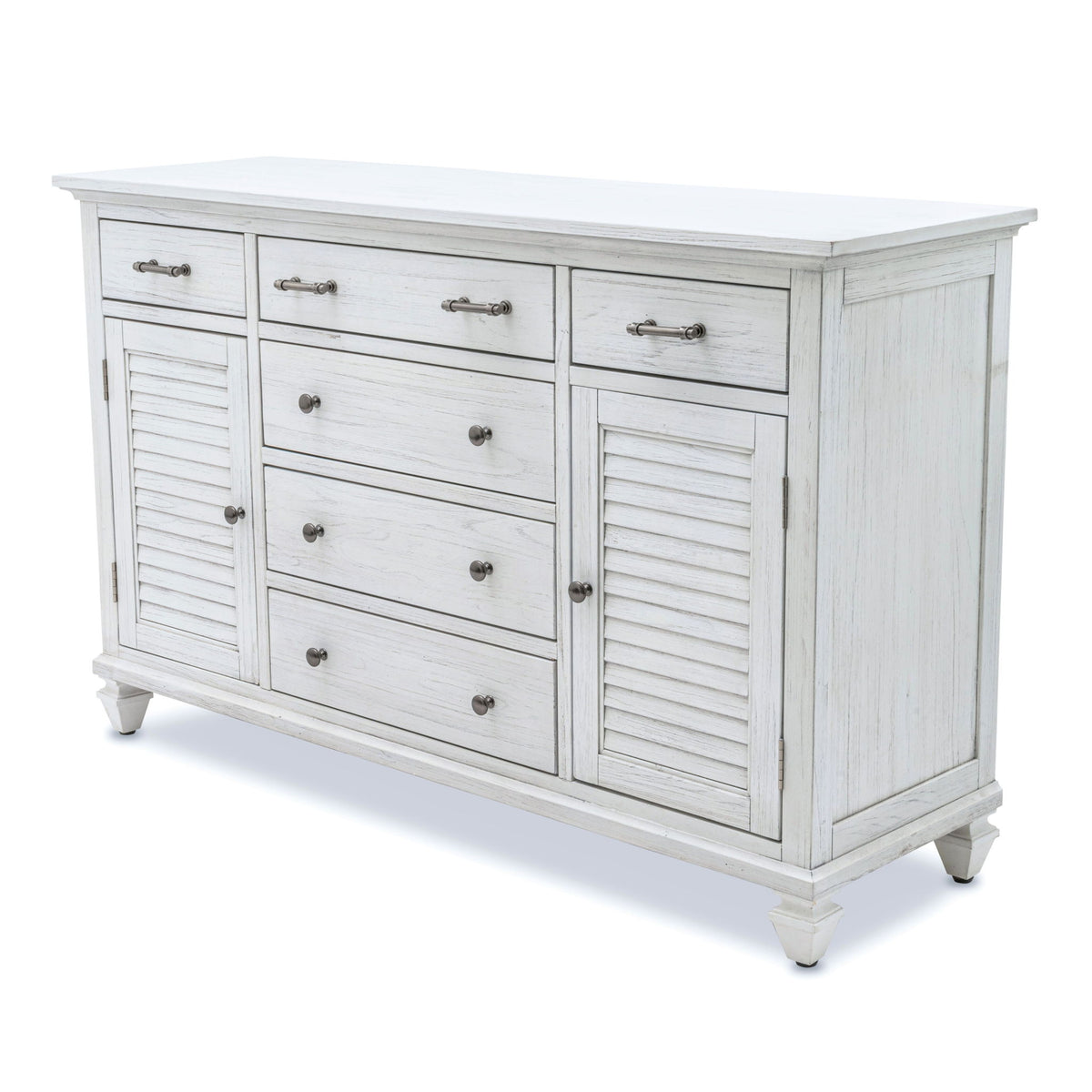 Surfside - 6 Drawer / 2 Door Dresser - Weathered White