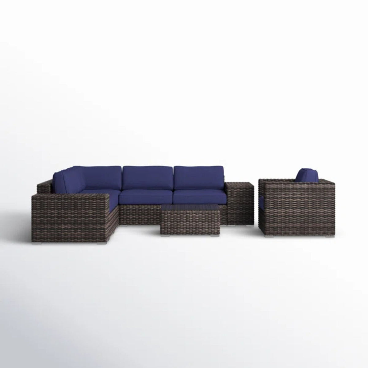 Wicker Seating Group Set With Table And Cushions