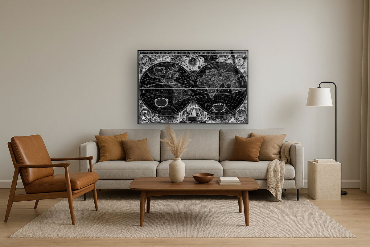 Temp Glass With Foil - World Map - Dark Gray