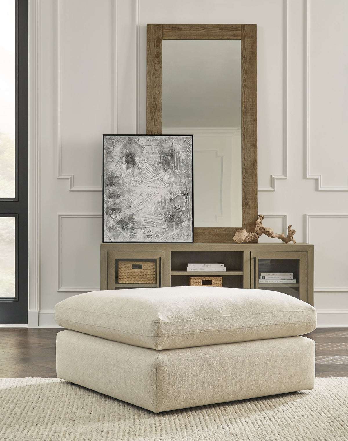 Elyza - 2 Pc. - Right Arm Facing Corner Chaise 3 Pc.Sectional, Ottoman - Linen