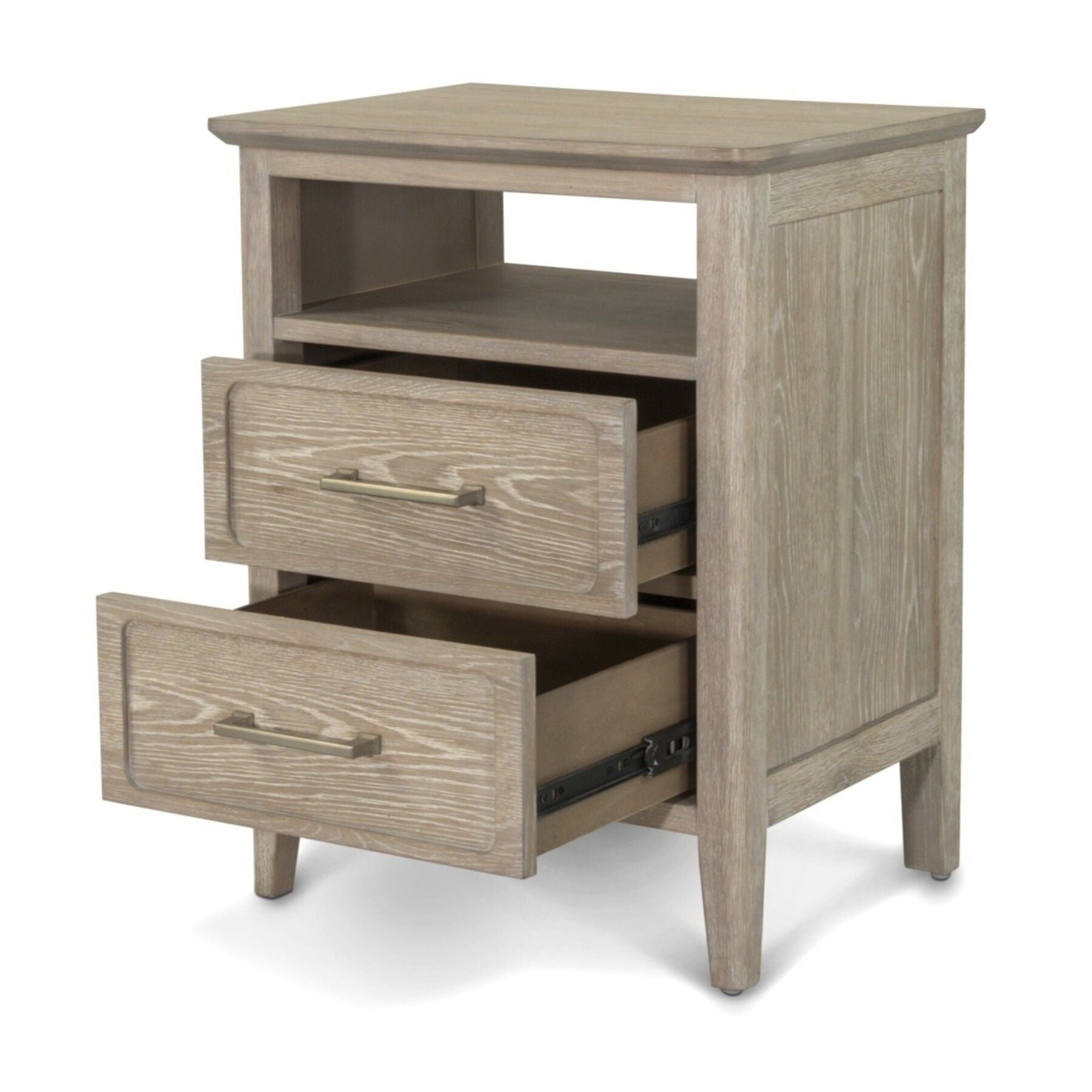 Cape May - 2 Drawer Nightstand With USB-A And USB-C Port - Glazed Driftwood