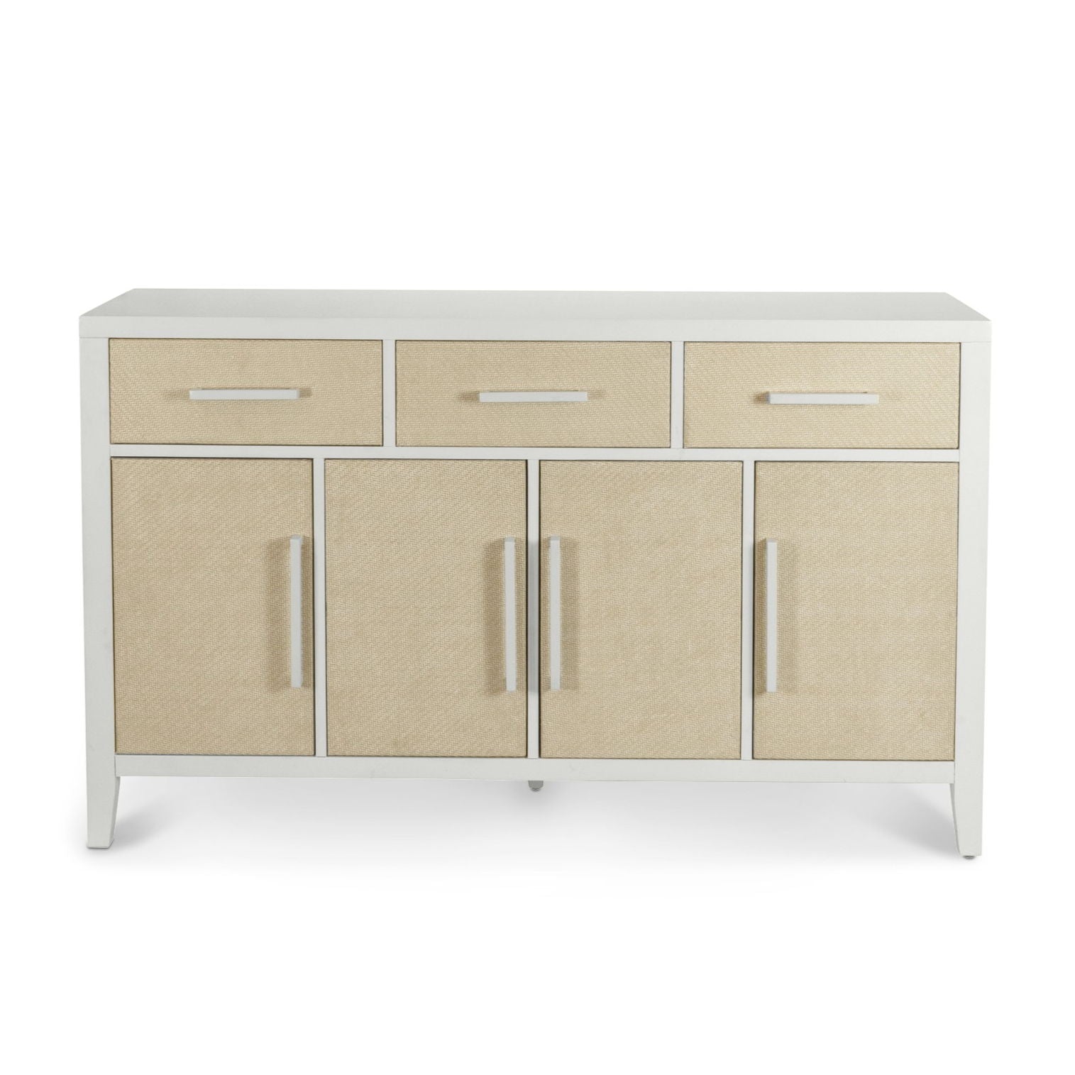 Miramar - 4-Door / 3-Drawer Credenza With Silver Tray - Sand / Stark White