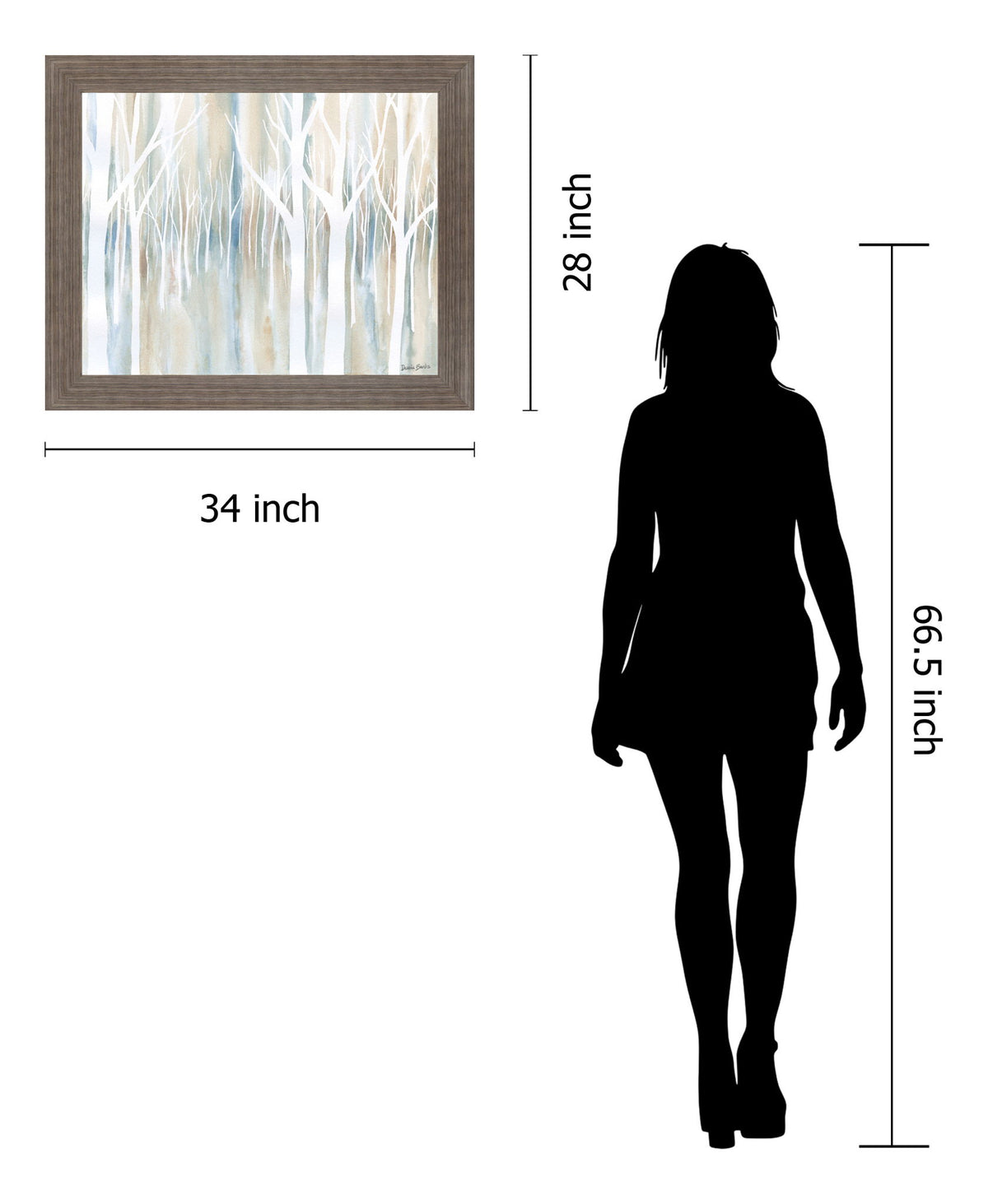 Silent Grove - 28" x 34" Framed Wall Art - Light Blue