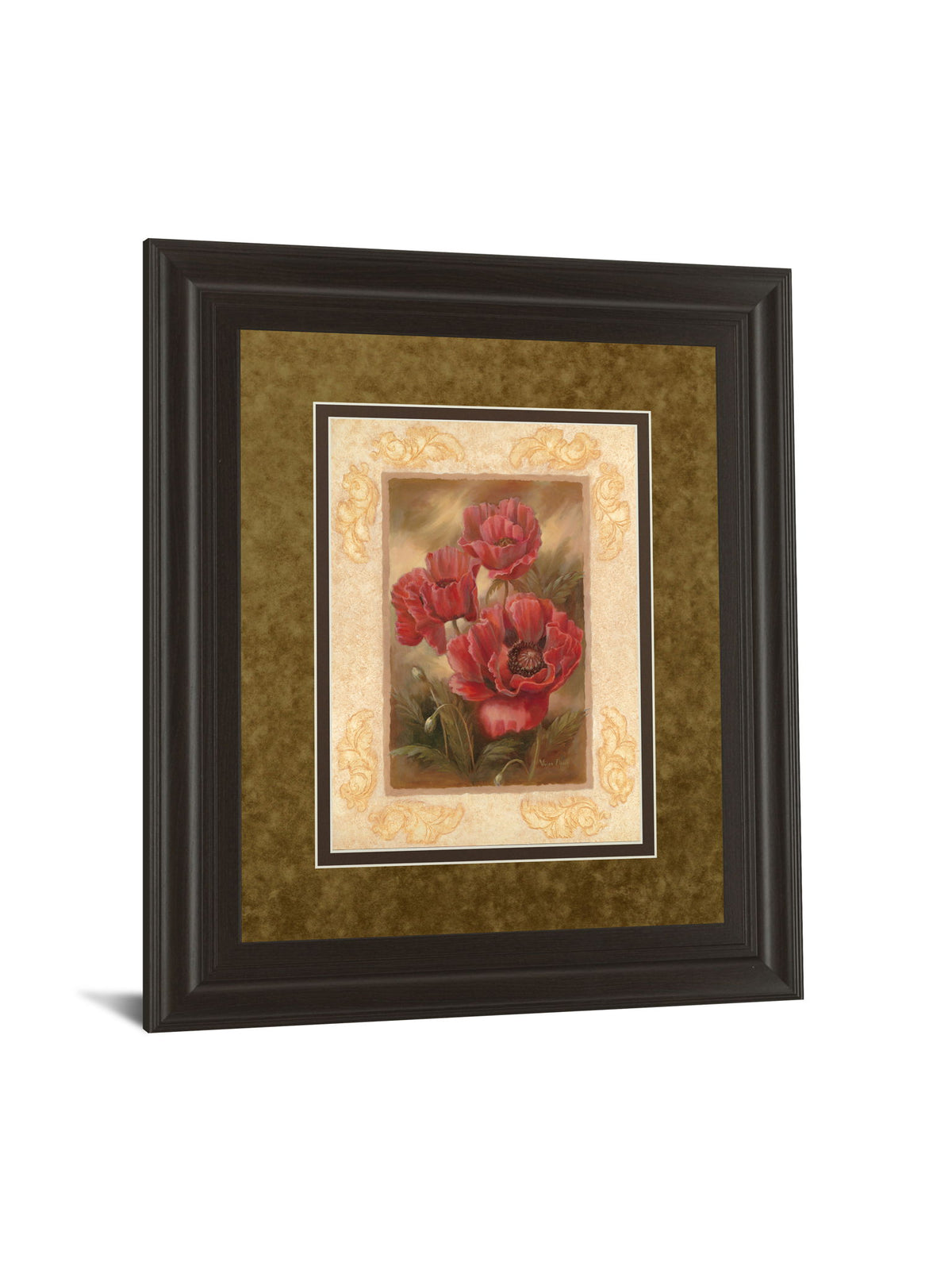 Daphne's Poppies By Vivian Flasch - Framed Print Wall Art - Light Brown