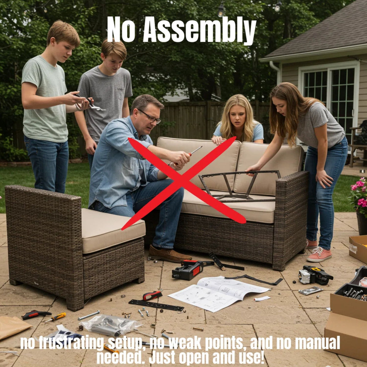 7 Piece Outdoor Sectional Seating Group With Cushions Wicker - Brown