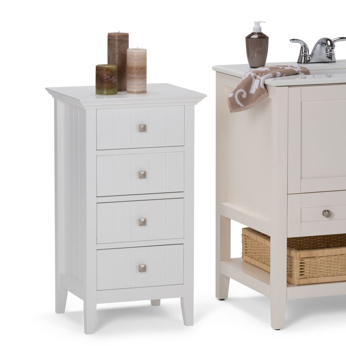 Acadian - 4 Drawer Floor Storage Cabinet - Pure White