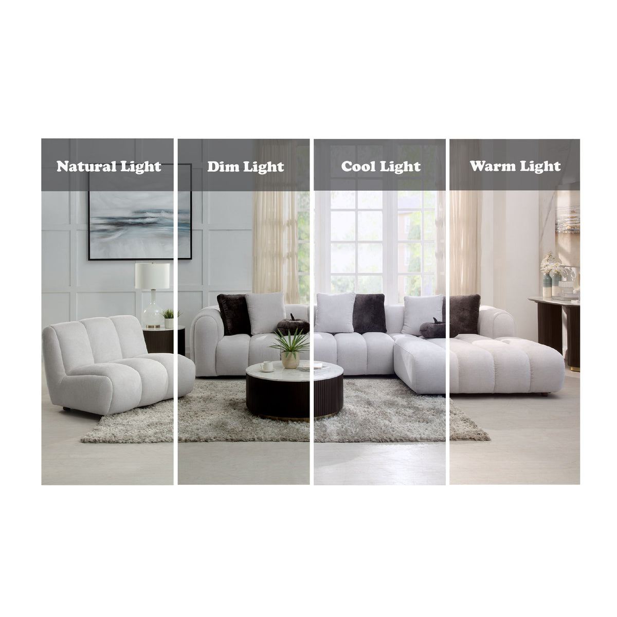Manilla - Sectional Sofa With Chair - Ivory White