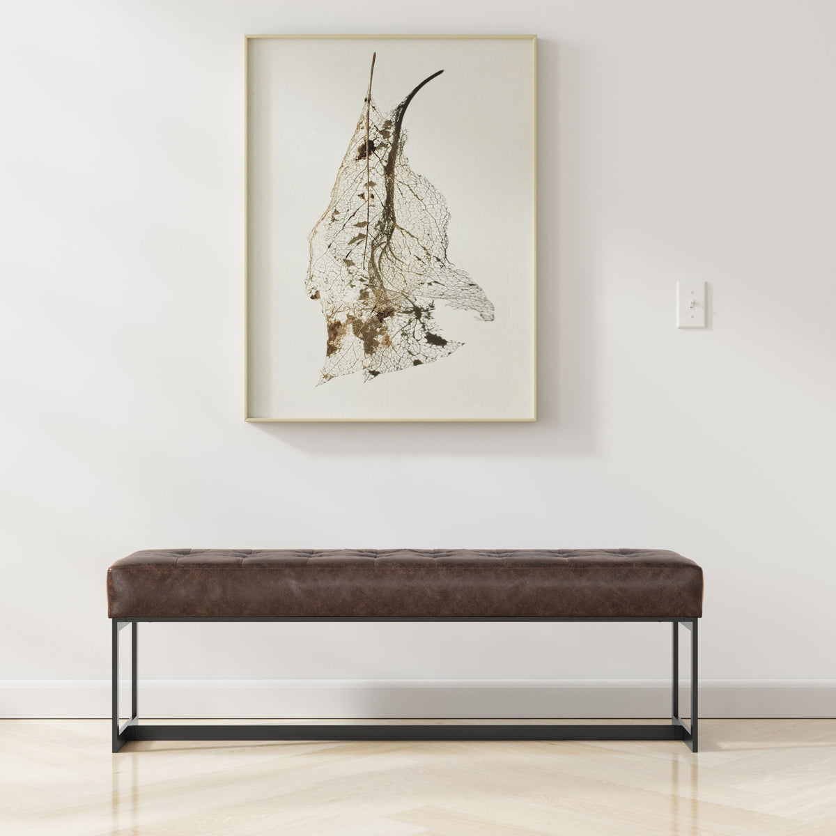 Penelope - Ottoman Bench With Genuine Leather Upholstery - Brown