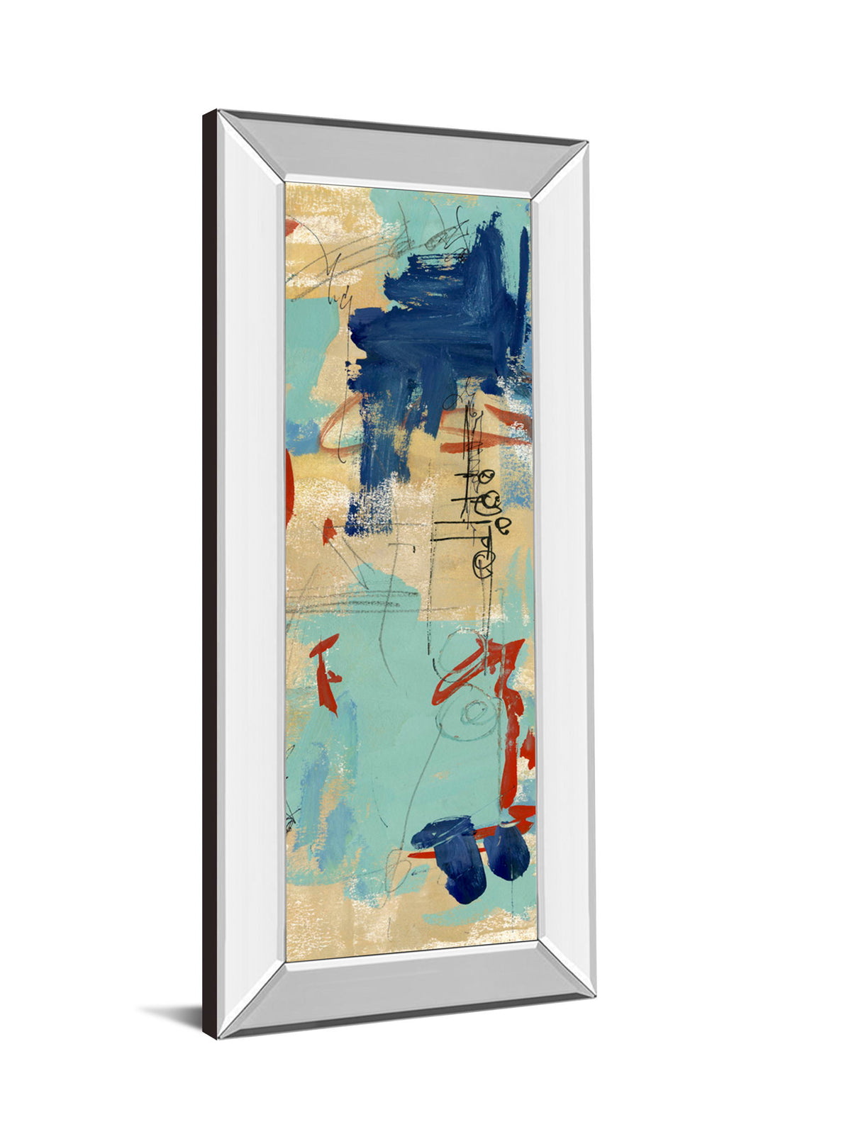 Composition 4a By Melissa Wang - Mirror Framed Print Wall Art - Light Blue