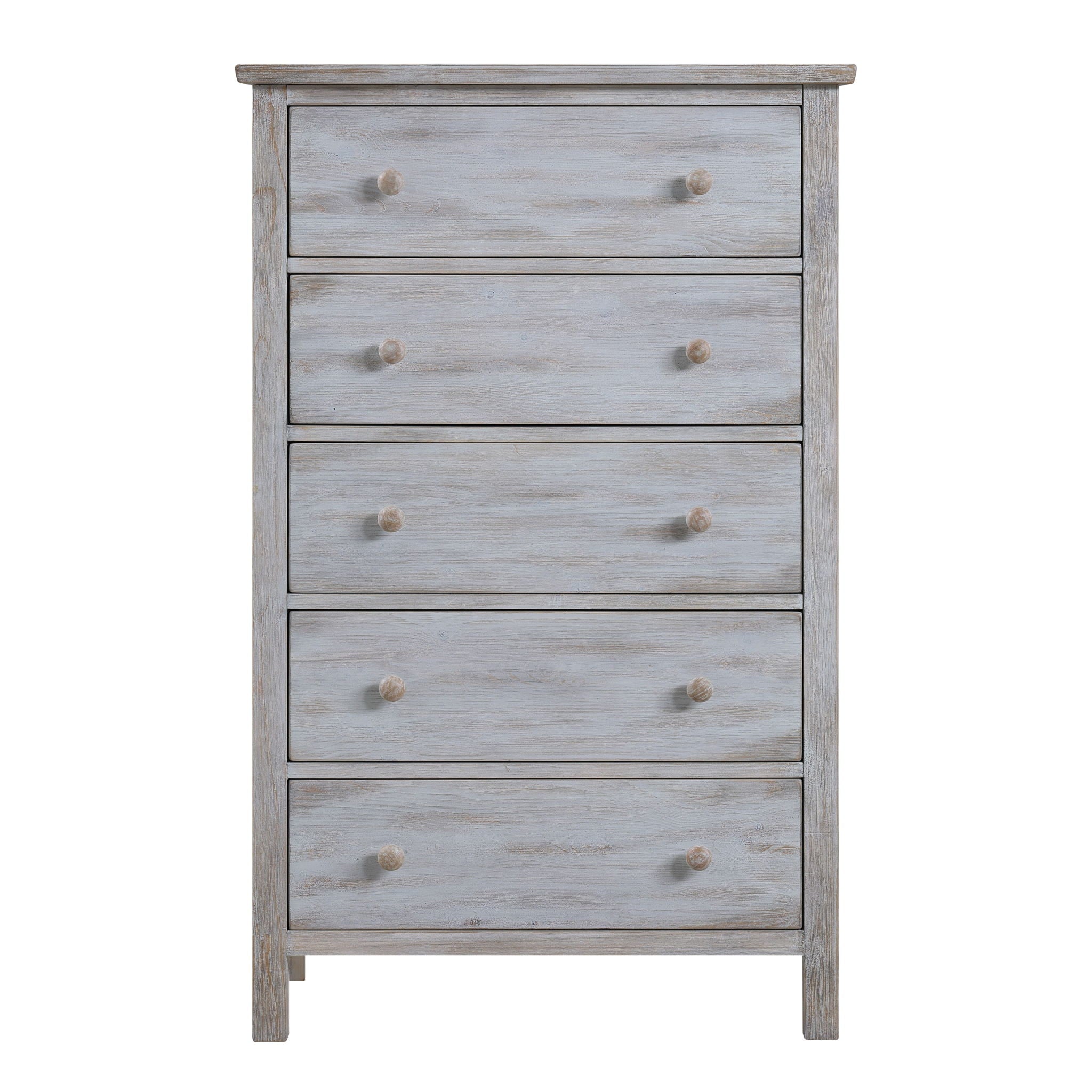Geneva - 5 Drawer Chest - Distressed White