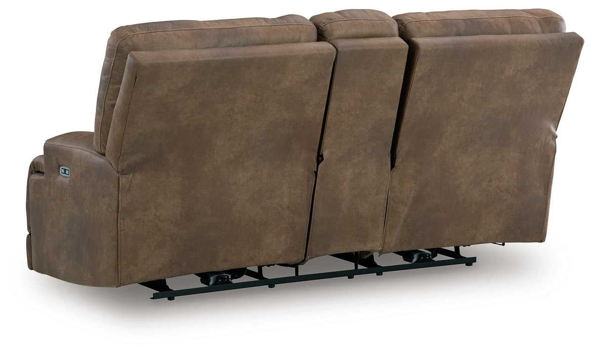 Beckley Place - Power Reclining Loveseat With Console / Adjustable Headrest - Earth