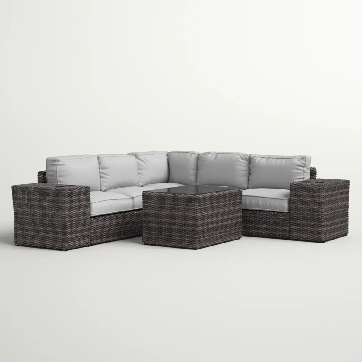 Modern Patio Rattan Sectional Set With Cushions