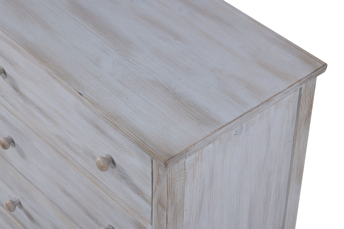 Geneva - 5 Drawer Chest - Distressed White