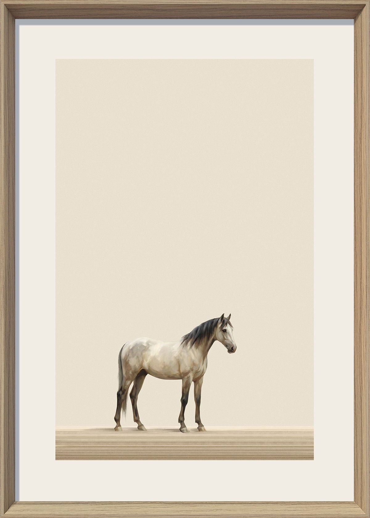 Quiet Stallion II Print on Paper In Frame - Cream / Beige