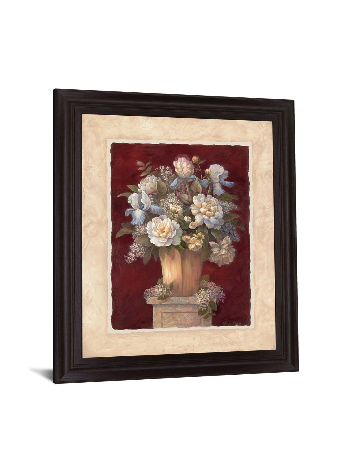 Crimson Petal Harmony - 28" x 34" Framed Wall Art - Dark Red