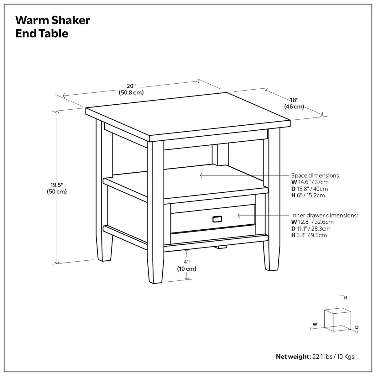 Warm Shaker - End Table - Tobacco Brown