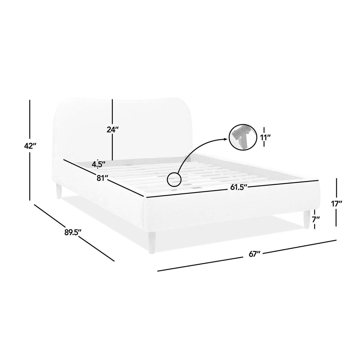 Roman - Curved Headboard Upholstered Platform Bed