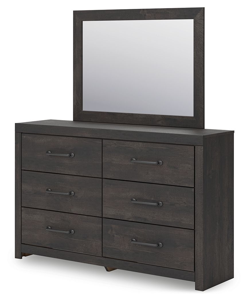 Hollivern - 4 Pc. - Twin Panel Storage Bed, Dresser, Mirror And Chest - Dark Gray